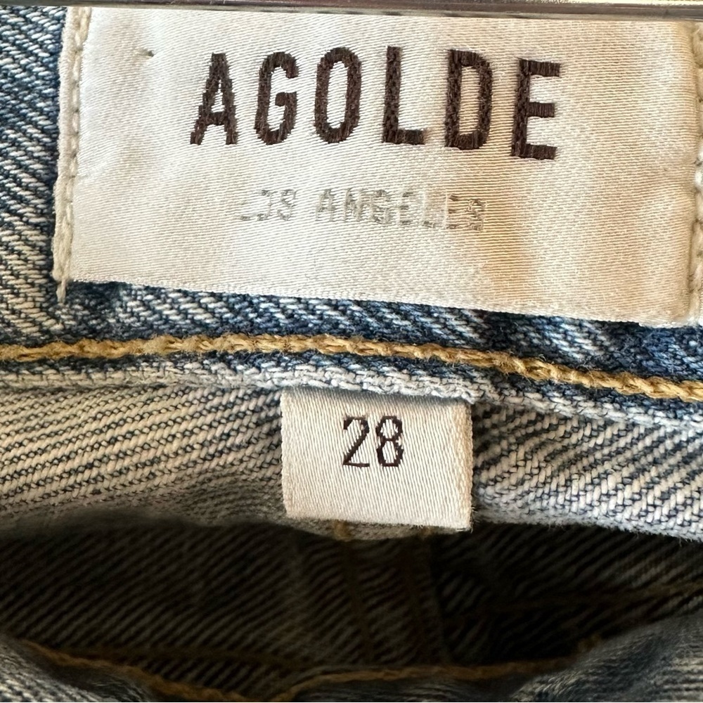 Agolde 90’s Mid Rise Distressed Straight Leg Jeans Size 28 $268 - Picture 7 of 7